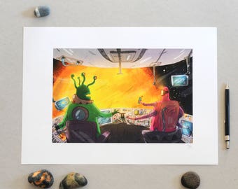 Alien Sunset Poster, A3 Print
