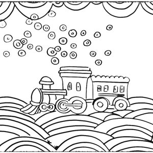 Train with Balloons Coloring Page for kids and the family