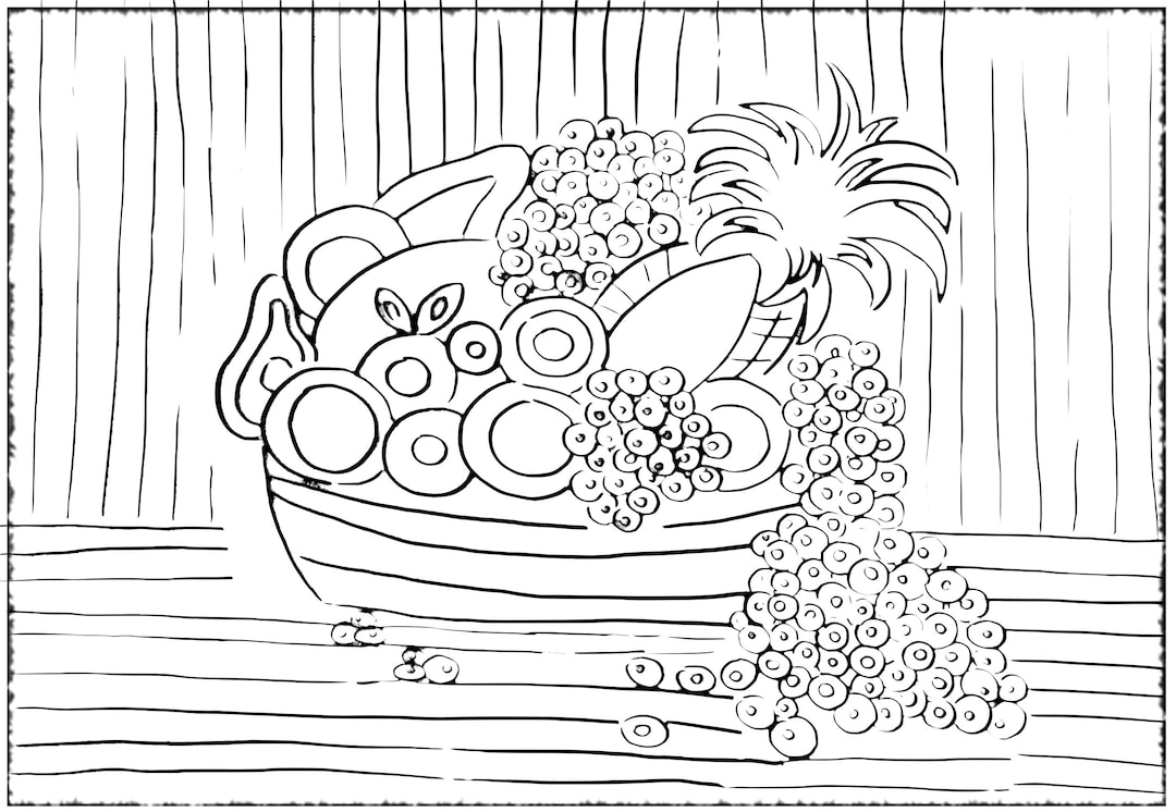 Fruit Basket Coloring Page for Kids - Etsy