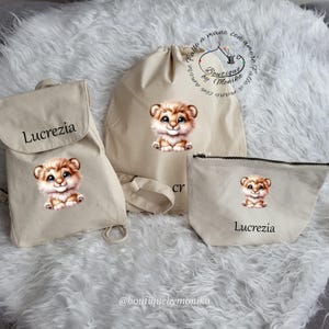 Personalized birth, nursery, and school sets with your name (backpack, pencil case, and bag)