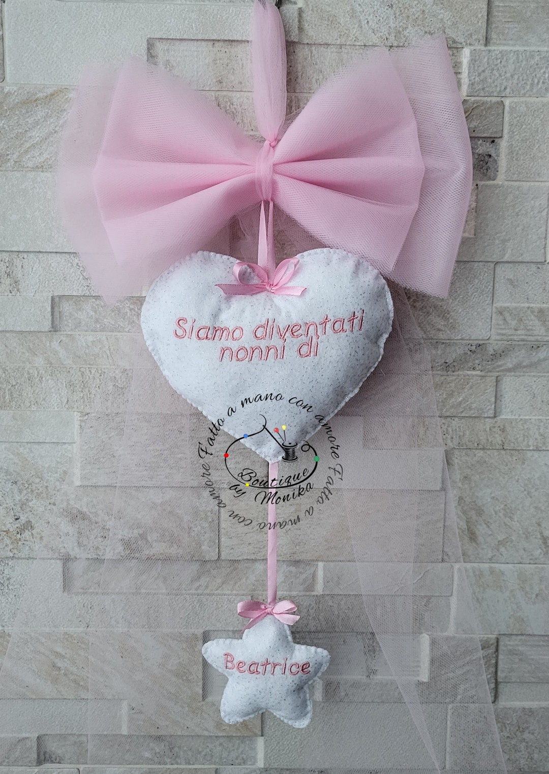 MARILI' FIOCCO NASCITA COCCARDA CON ORSETTO MADE IN ITALY