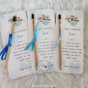 Segnaposto bomboniera segnalibro battesimo comunione cresima laurea fine anno regalo maestra matita piantabile personalizzata
