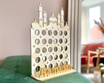 Aurora Ramadan Countdown Calendar | Hand-Painted Gold White Ivory Decor | Eid Gift Kids Children Activity
