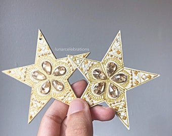 Aurora sterren slinger | MDF | Ivoorwitgoud | Met de hand geschilderd Eid Ramadan-decor