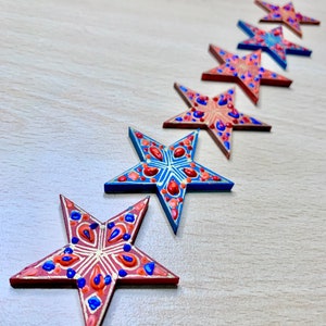 Zenith minimuursterren | Rood Oranje Blauw Goud | Handgeschilderd Ramadan Eid-decor