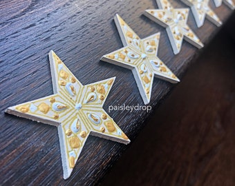 Aurora Mini Wandsterren | Ivoorwitgoud | Met de hand geschilderd Ramadan Eid-decor