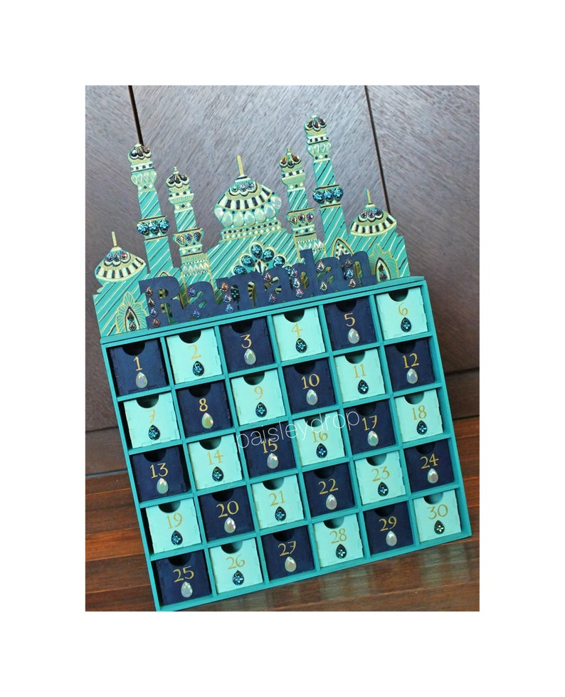 Dusk Ramadan Mosque Advent Calendar MDF Gold Teal Blue Navy Etsy