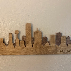 Dallas Skyline Wooden Sign – Rustic Texas Wall Art – Handmade Layered Wood Decor – Unique Dallas Gift for Home, Office, or Housewarming