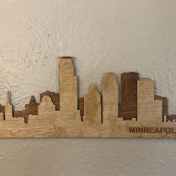 Minneapolis Skyline Wooden Sign - Rustic Minneapolis Sign Art - Layered Laser Cut Sign Wall Art - Handmade Sign Wall Decor - Gift Ideas
