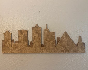 Memphis Tennessee Skyline Wooden Sign - Rustic Wooden Sign Art - Wooden Sign Wall Decor - 3-D Layered Laser Cut Sign Wall Art - Gift Ideas