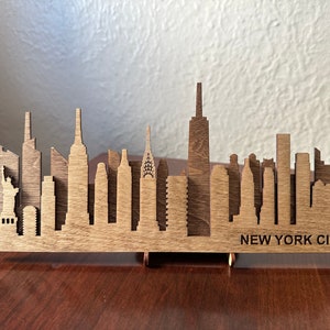 Small New York City Skyline Wooden Sign - Rustic NYC Sign Art - Layered Laser Cut Sign Wall Art - Handmade Sign Wall Decor - Gift Ideas