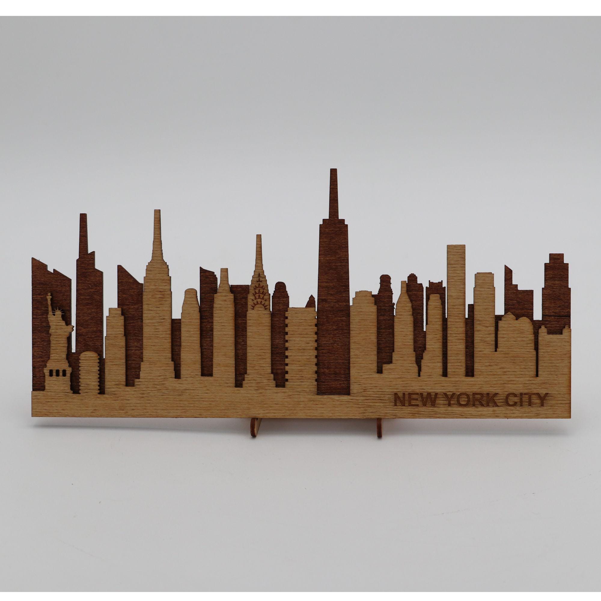 「GREENWICH VILLAGE」スティーブマックギー ３Dアート サイン有 Laser Cut Wooden New York City Skyline - Rustic NYC Apartment