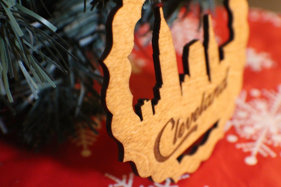 Cleveland Skyline Ornament Handmade Wooden Christmas Etsy