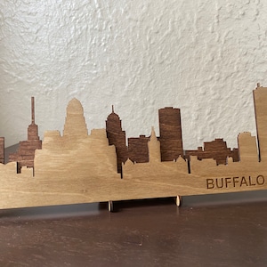 Small Buffalo Skyline Wooden Sign - Rustic Buffalo Sign Art - Layered Laser Cut Sign Wall Art - Handmade Sign Wall Decor - Gift Ideas