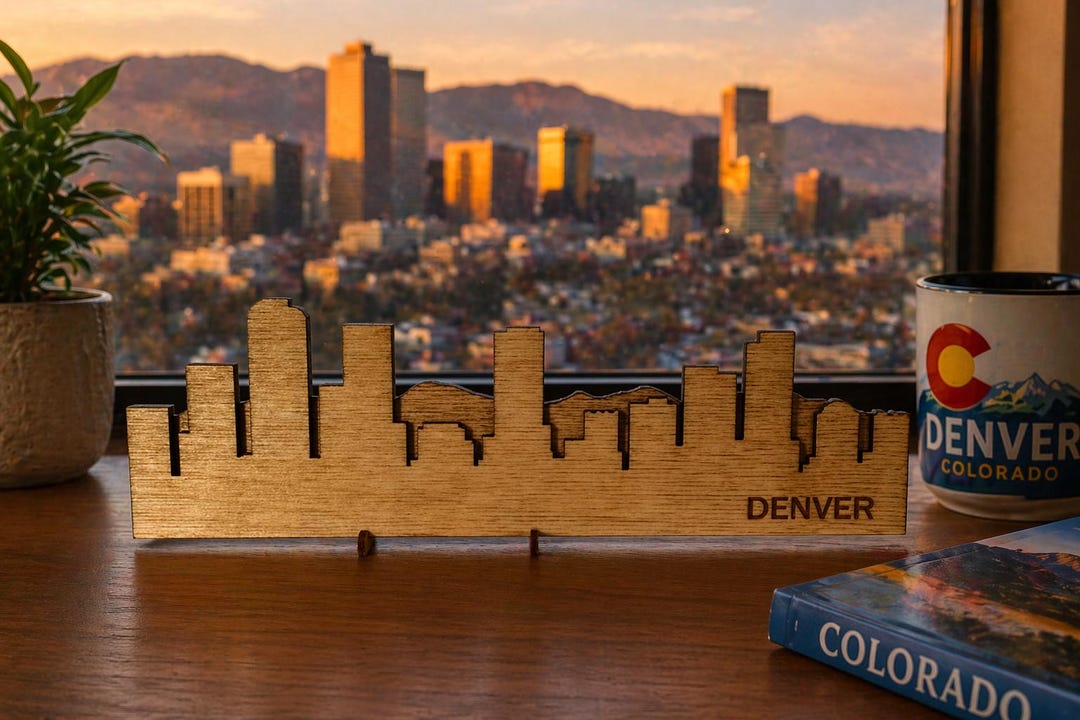 Iconic Denver Signs Small Denver Skyline Wooden Sign - Rustic Denver Sign Art - Layered ...