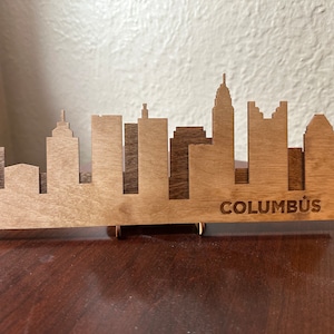 Small Columbus Skyline Wooden Sign - Rustic Columbus Sign Art - Layered Laser Cut Sign Wall Art - Handmade Sign Wall Decor - Gift Ideas