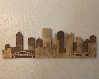 Pittsburgh Skyline Wooden Sign - Rustic Pittsburgh Wall Decor - Essential Wooden Wall Sign - Unique Wooden Wall Art - Gift Idea