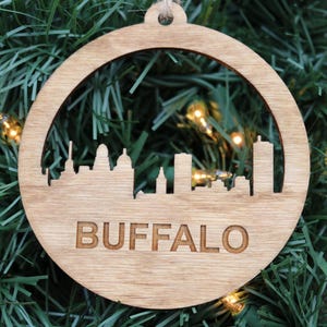 Buffalo Skyline Christmas Ornament - Wooden Ornament Decor - Buffalo NY New Home Ornament - Handcrafted Keepsake Ornament - Gift Ideas