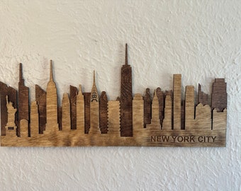 NEW YORK City Wood Skyline Engraved 3d Laser Cut Layered Wall ART For Any New York Lover, New York Lover Gift, Home And Office Wall Decor