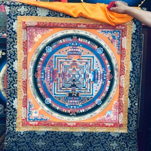 Wunderschönes Hochwertiges Kalachakra Mandala Thanka Tibetisch Handbemalt in Nepal Bild 3