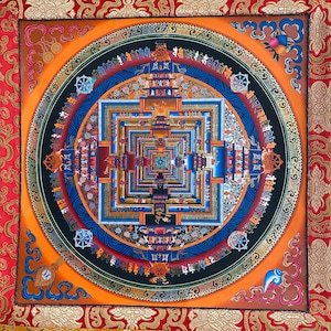 Wunderschönes Hochwertiges Kalachakra Mandala Thanka Tibetisch Handbemalt in Nepal Bild 1