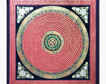 Tibetan Thangka - Buddhist Mandala With Double Vajra Thanka - Gift - Handpainted in Nepal