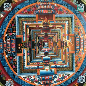 Wunderschönes Hochwertiges Kalachakra Mandala Thanka Tibetisch Handbemalt in Nepal Bild 6