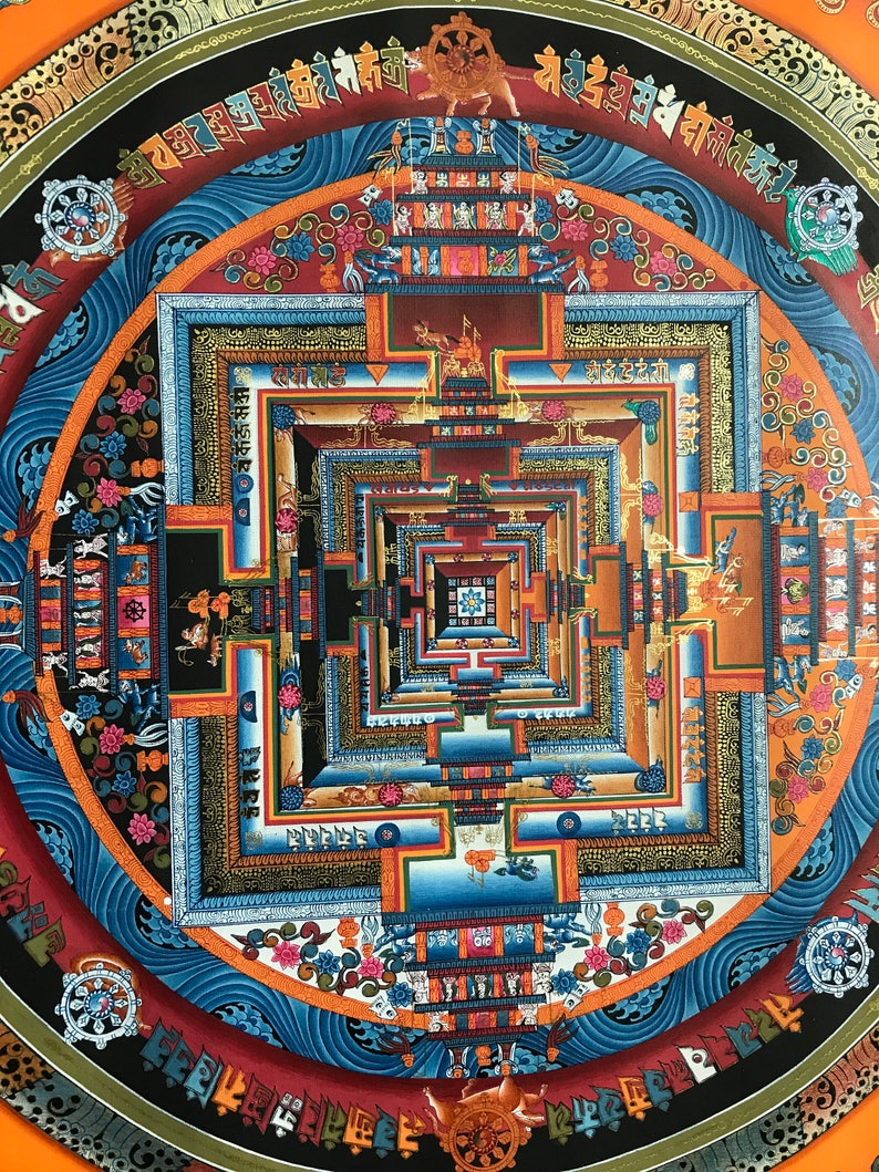 Wunderschönes Hochwertiges Kalachakra Mandala Thanka Tibetisch Handbemalt in Nepal Bild 6