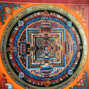 Wunderschönes Hochwertiges Kalachakra Mandala Thanka Tibetisch Handbemalt in Nepal Bild 4