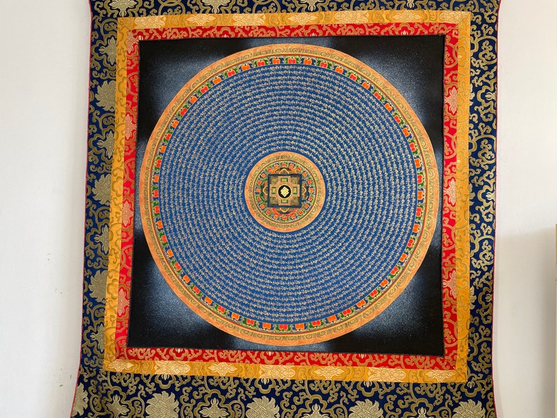 Tibetan Mantra Mandala Tibetan Thangka Painting Handpainted in Nepal image 5