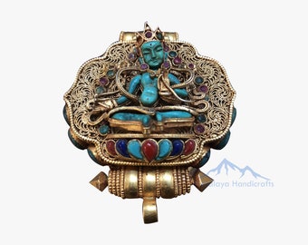 Green Tara Silver Ghau Pendant PRAYER BOX - Handmade in Nepal