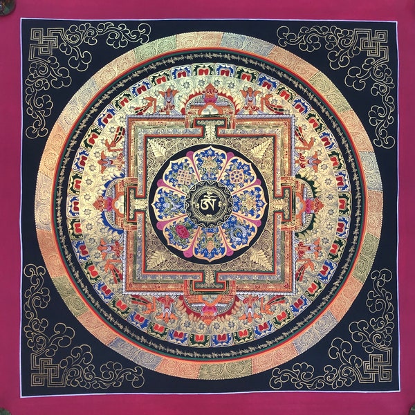 Beautiful Om Asta Mandala Thangka - Handmade in Nepal