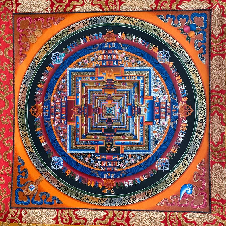 Wunderschönes Hochwertiges Kalachakra Mandala Thanka Tibetisch Handbemalt in Nepal Bild 1