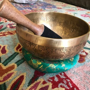 8 Mantra Carved Tibetan Singing Bowl Chakra, Healing, Meditation, Yoga Handmade in Nepal image 1