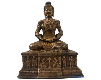 One Piece 10" Skeleton Dhyaani Buddha Statue - 20 years old Buddha from Nepal