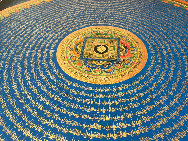 Tibetan Mantra Mandala Tibetan Thangka Painting Handpainted in Nepal image 4