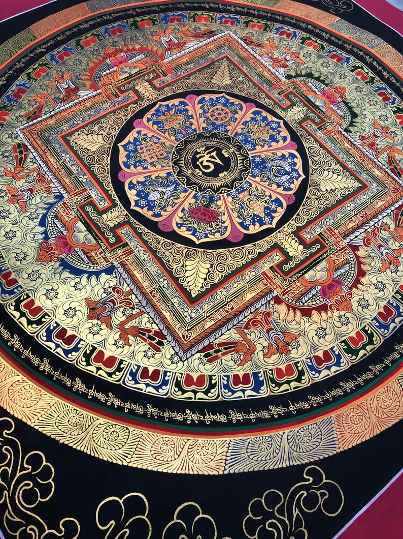 Beautiful Om Asta Mandala Thangka Handmade in Nepal image 3