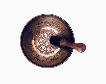 10" Etching & Carving Handmade Singing Bowl - Made in Nepal - for Healing, Meditation, Yoga