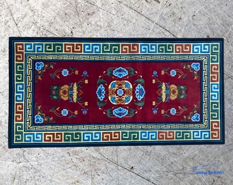 Hand-Knotted Meditation Tibetan Rug from Nepal - Runner made in Nepal