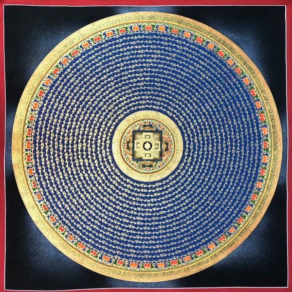 Tibetisches Mantra Mandala Tibetisches Thangka Gemälde - Handgemalt in Nepal