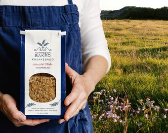 Regalo de Navidad escandinavo • Pan crujiente Knekkebrod orgánico para regalos corporativos • Knäckebröd Flerkorn gourmet • Productos horneados nórdicos God Jul