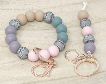 Bead Keychain, Silicone Bead Keychain, Boho Bead Keychain, Car Keychain, Custom Keychain, Boho Keychain, Zipper Pull, New Car Gift