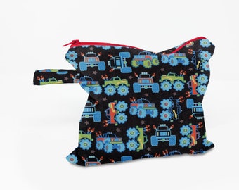 Truck Bag, Monster Truck, Truck Decor, Wet Bag, Boy Diaper Bag, Wet Bag Baby, Baby Shower Gift, Baby Boy Gift, Waterproof Bag, Nappy Bag