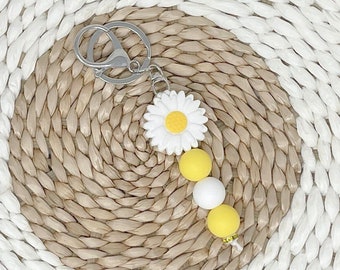 Bead Keychain, Silicone Bead Keychain, Floral Bead Keychain, Car Keychain, Custom Keychain, Flower Keychain, Zipper Pull, New Car Gift