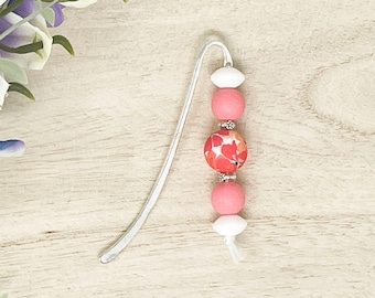 Marcador floral, accesorio de libro, regalo de lector de libros, marcador con cuentas, marcador de gancho, marcador hecho a mano, regalo de libro, marcador bastante personalizado
