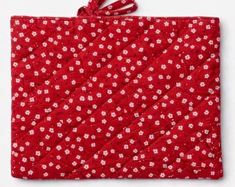 Quilted Cotton Kindle Sleeve, Padded Book Cover, E-Reader Case, Handmade Cotton Fabric Protection