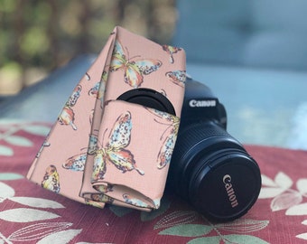 DSLR camera accessory, Camera Strap Cover, padded camera strap, photographer accessory gift, lens pocket, DSLR strap, dslr gadget accessory