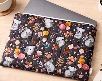 Handmade Koala Laptop Sleeve | Quilted Floral Laptop Case