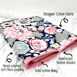 Rifle Paper Sleeve, Rifle Paper Fabric, Rifle Paper Pouch, Floral Book Sleeve, Reader Case, Book Sleeve Zipper, Kindle Case, Book Pouch image 2