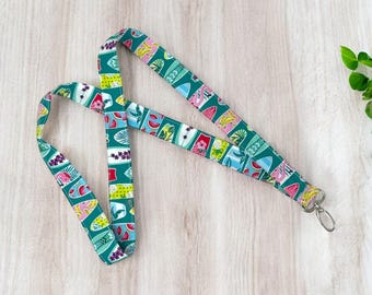 Kleurrijk stoffen sleutelkoord | Handgemaakte sleutelhangersleutelhanger | Leuke badgehouder | Leuk en stijlvol ID-sleutelkoord